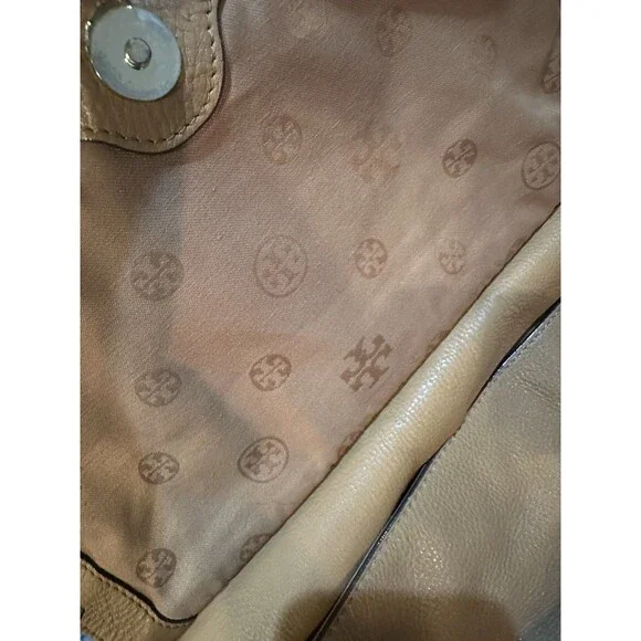 Tory Burch Marion Whipstitch Saddle Bag Tan Leather 2-way Bag Soft - Picture 6 of 10